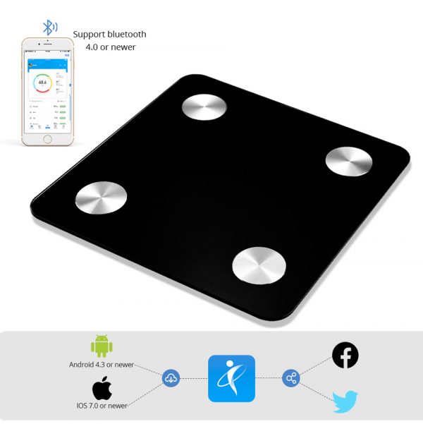 2021 hot sale smart BMI digital body analyzer balance 180kg 396lb bathroom smart body fat scale - Image 4