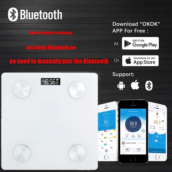 2021 hot sale smart BMI digital body analyzer balance 180kg 396lb bathroom smart body fat scale - Image 3