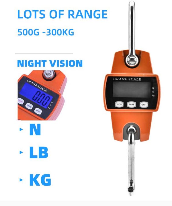 660lb Digital Hanging Scale with Cast Aluminum Case, Handheld 300Kg Mini Crane Scale with Hooks for Farm Hunting Fishing Outdoor - Image 2