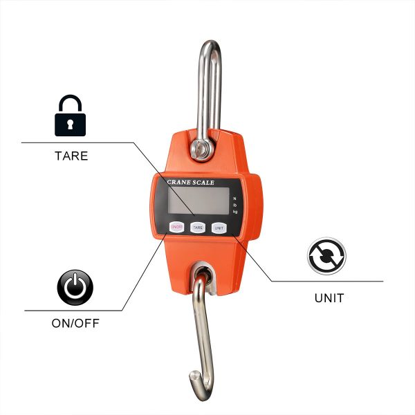 660lb Digital Hanging Scale with Cast Aluminum Case, Handheld 300Kg Mini Crane Scale with Hooks for Farm Hunting Fishing Outdoor - Image 4