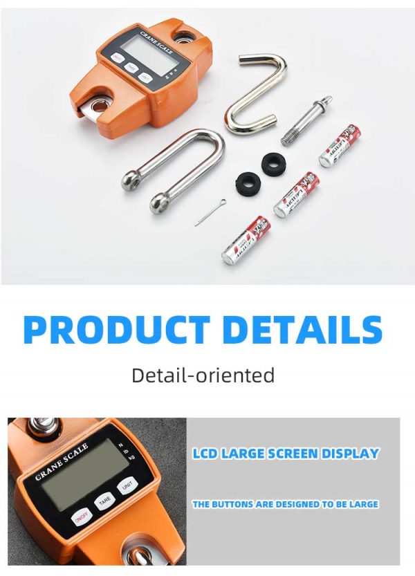 660lb Digital Hanging Scale with Cast Aluminum Case, Handheld 300Kg Mini Crane Scale with Hooks for Farm Hunting Fishing Outdoor