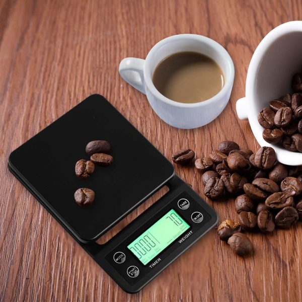 Digital Coffee Scale,0.53KG Timer black 1kg 0.1 Kitchen Scale LCD Display 1g0.1 Food cooffee Scale - Image 2
