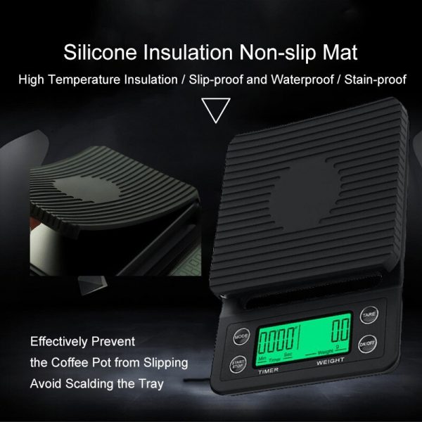 Digital Coffee Scale,0.53KG Timer black 1kg 0.1 Kitchen Scale LCD Display 1g0.1 Food cooffee Scale