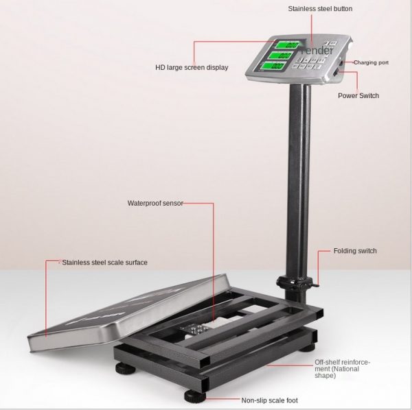 Good quality Dawood TCS 300kg platform scale stainless steel weighing scale for industry - Image 4