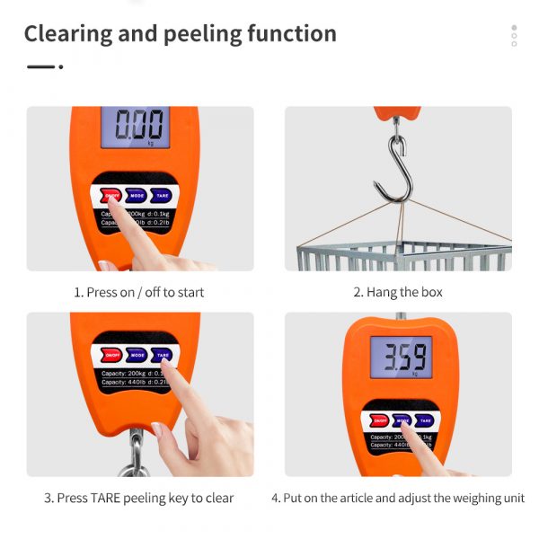 New wholesale 200kg industrial electronic crane scale portable hook scale label scale 100kg