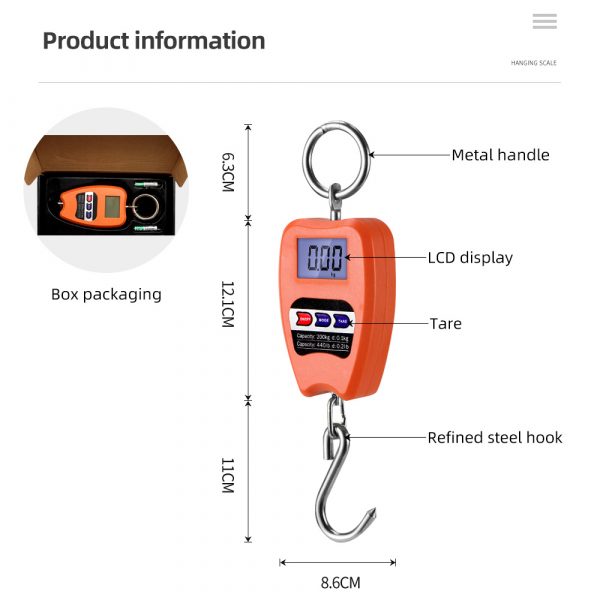 New wholesale 200kg industrial electronic crane scale portable hook scale label scale 100kg - Image 5